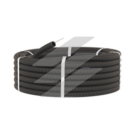Труба ПВХ гнучка гофрована, УФ-стійка, зовнішній ø 50 мм, внутрішній ø 39,6 мм, стандартна з протяжкою, чорний колір, бухта 15 м, ДКС