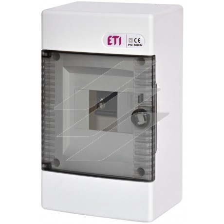 Модульний розподільчий щит ECT 4 PT (4 модулі, прозорі дверцята), ETI