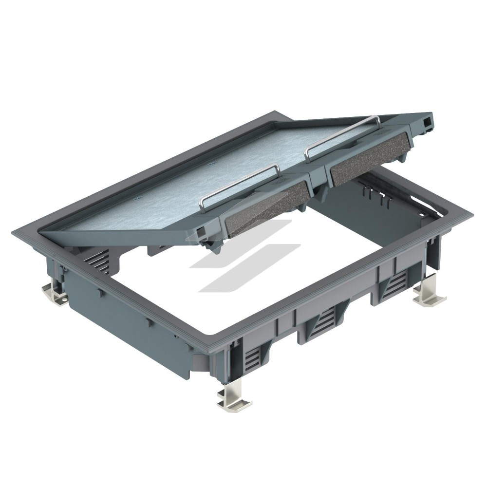 Люк розеточный GES6DB, 9 постов 45x45, 199х252мм (+3хUT3), IK08, IP40/ПА, OBO Bettermann