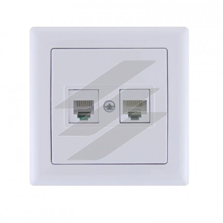 РТК02-00-0-ББ Розетка подвійна комп'ютерна RJ45 (Cat5e) + телефонна RJ12 серія BOLERO (білий), IEK