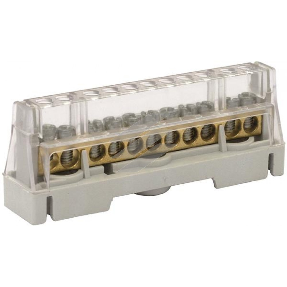 Клемна колодка однополюсна, 11отв. (9х5,3мм + 2х6мм), корпус сірий, ДКС