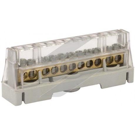 Клемна колодка однополюсна, 11отв. (9х5,3мм + 2х6мм), корпус сірий, ДКС