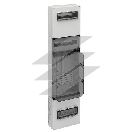 Корпус ZVi 12030 щит учета для трехфазных счетчиков (300х1200х210мм), DIN-рейка, след. монтаж, трехточечный крепеж, IP54/65, IK 08, Spelsberg