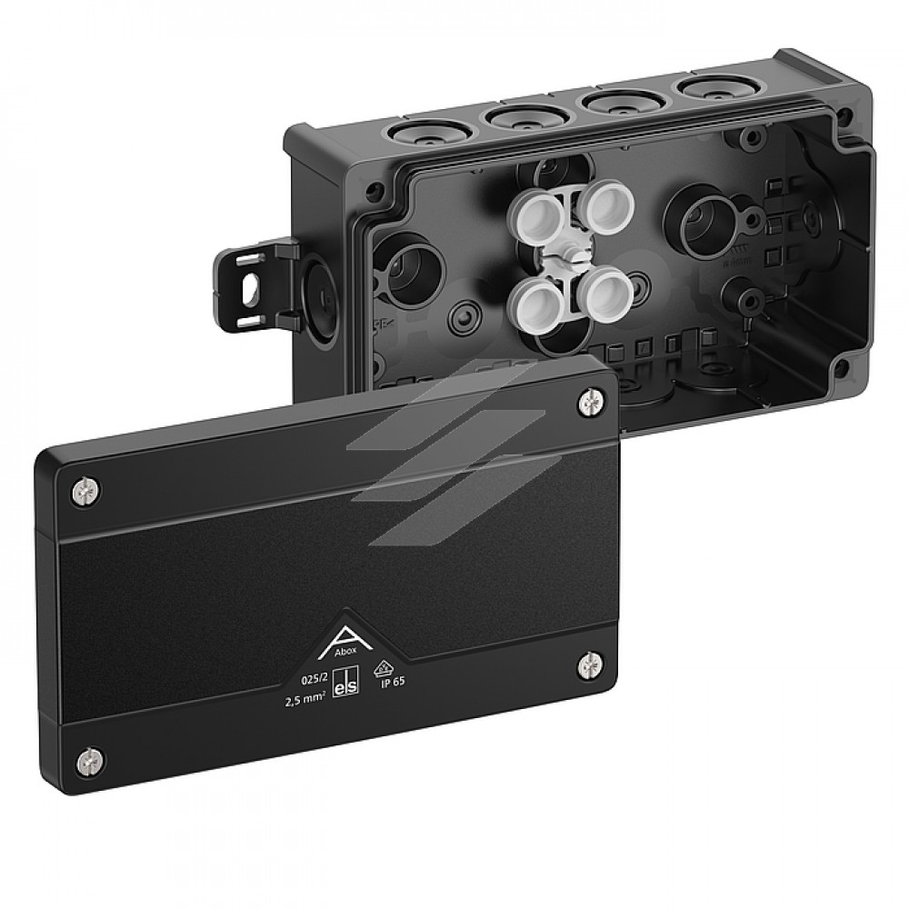 Розподільча коробка Abox 025/2 AB-L/sw (152х87х52мм), чорна, IP66 поліпропілен, Spelsberg