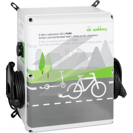 Станція для зарядки велосипедів E-Bike charging station, BCS Pure (528х530х226мм) настінний монтаж; 4 точки зарядки 2х Schuko 230 V, 1хShimano, 1хBosch; з вбу дованим вентиляц. елементом BEL Air M40, IK08, IP54, Spelsberg