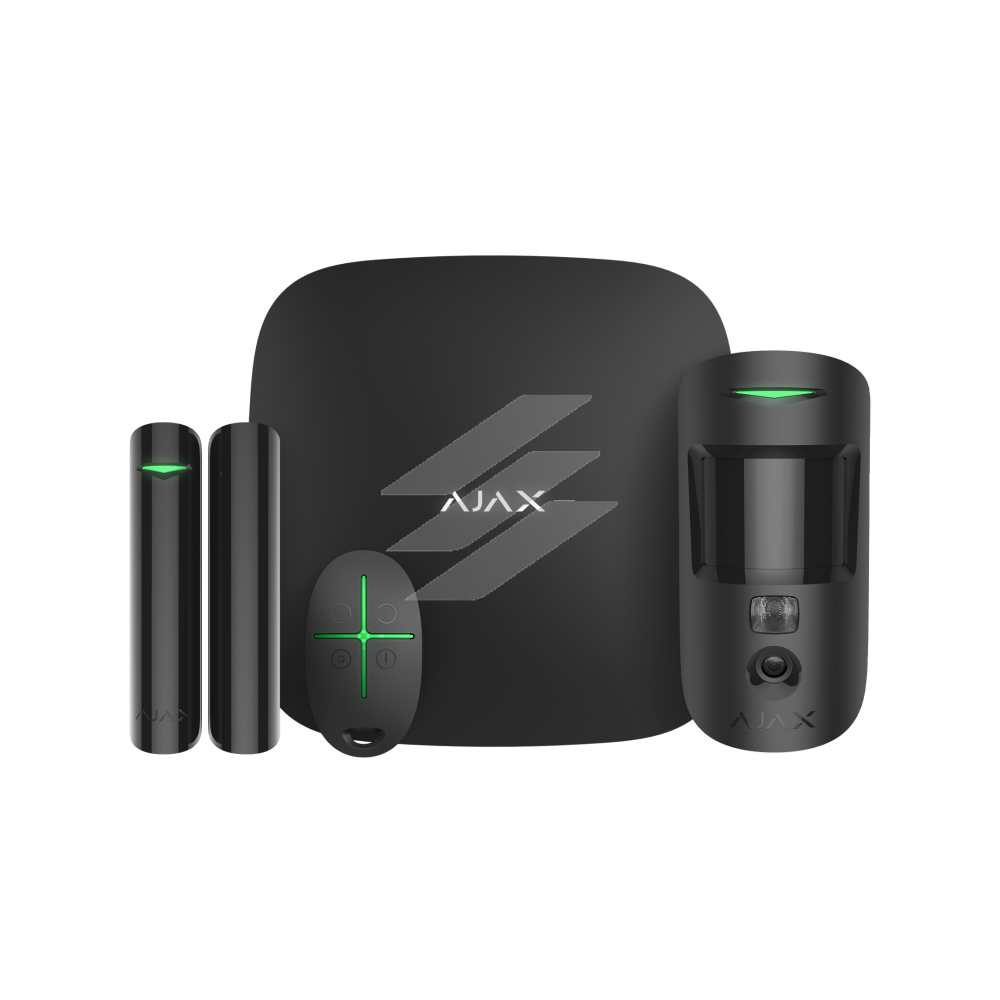 StarterKit Cam Plus - Стартовий комплект системи безпеки з фотоверифікацією, чорний, AJAX