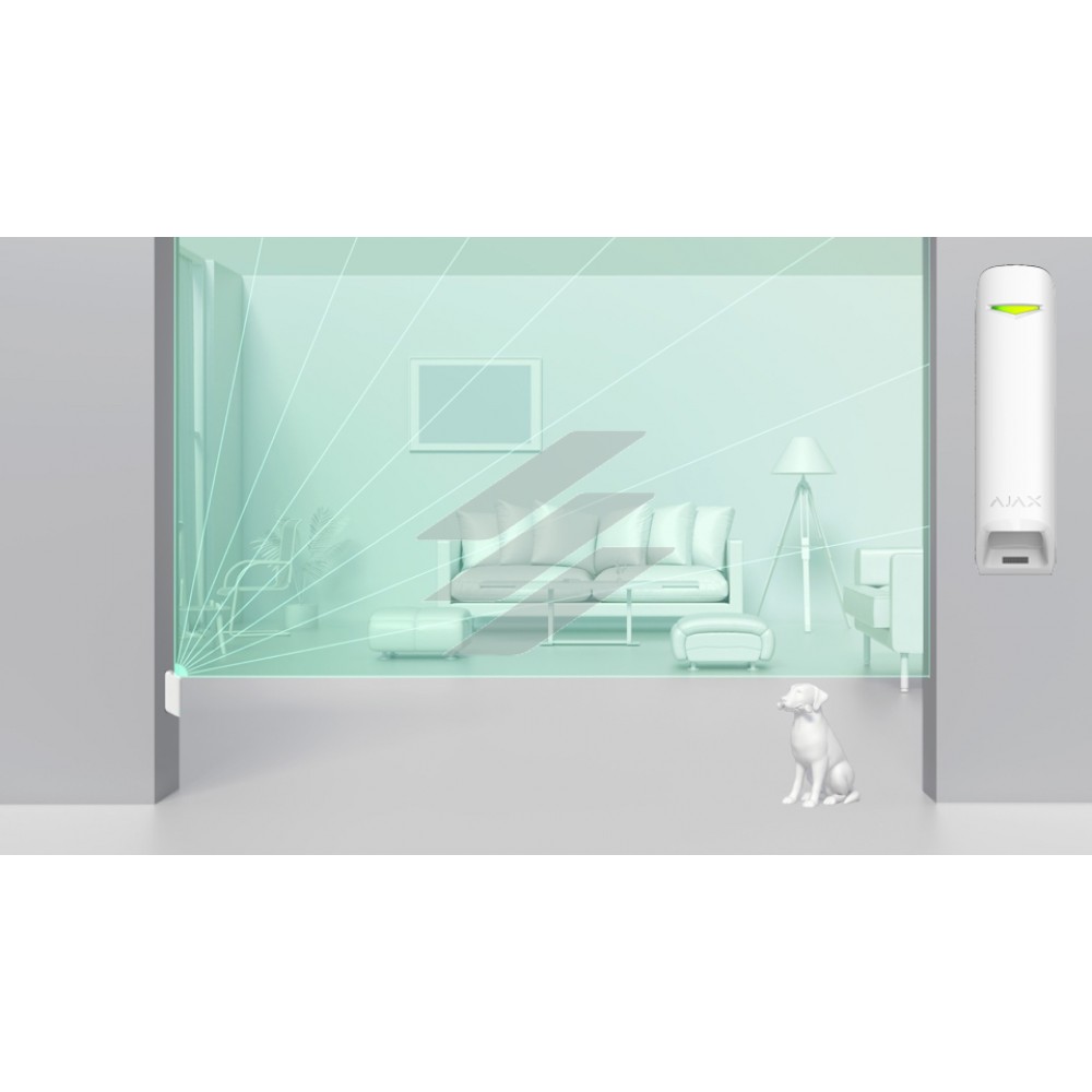 MotionProtect Curtain - Датчик руху з вузьким кутом огляду для приміщень, білий, AJAX
