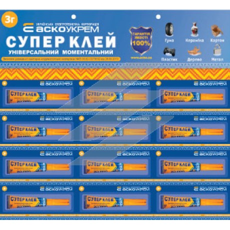 Клей (лист) 3г, 3х4, 12 шт, Аско-Укрем(арк)
