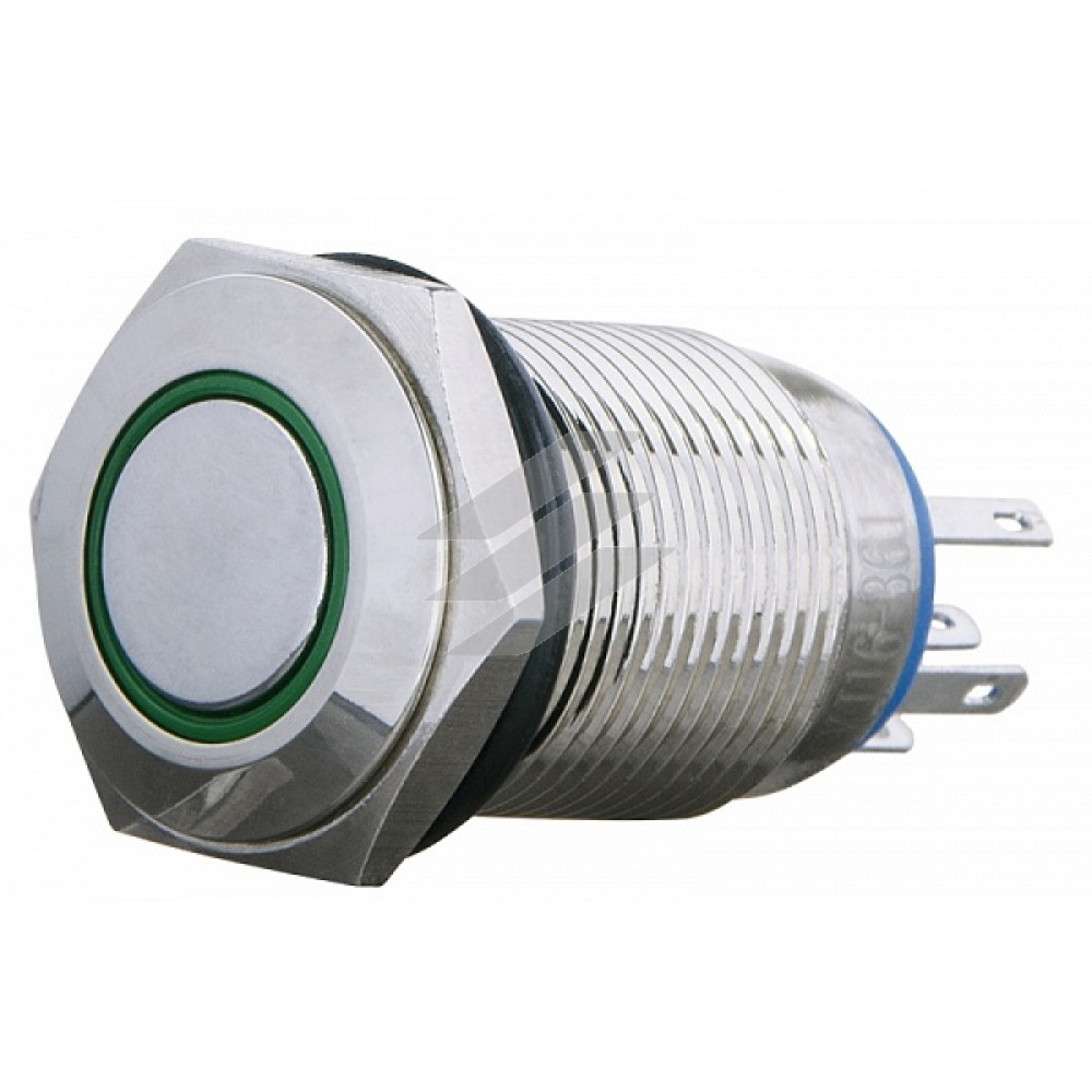 TYJ 16-361 220V зелена Кнопка метал. з підсв., з фіксац. 1NO+1NC, АсКо TYJ 16-361 220V зелена Кнопка метал. з підсв., з фіксац. 1NO+1NC, АсКо