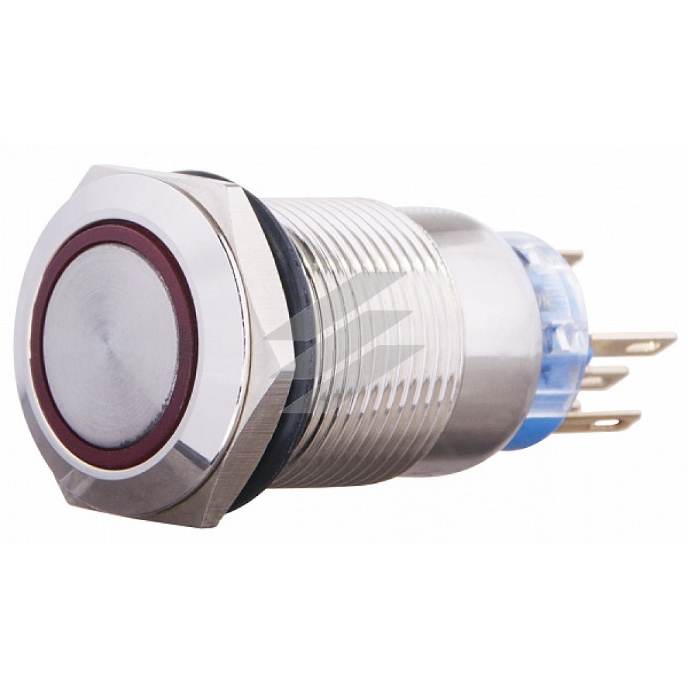 Кнопка TYJ 19-371 220V червона, металева, з підсвіткою, з фіксацією, 1NO+1NC, Аско-Укрем