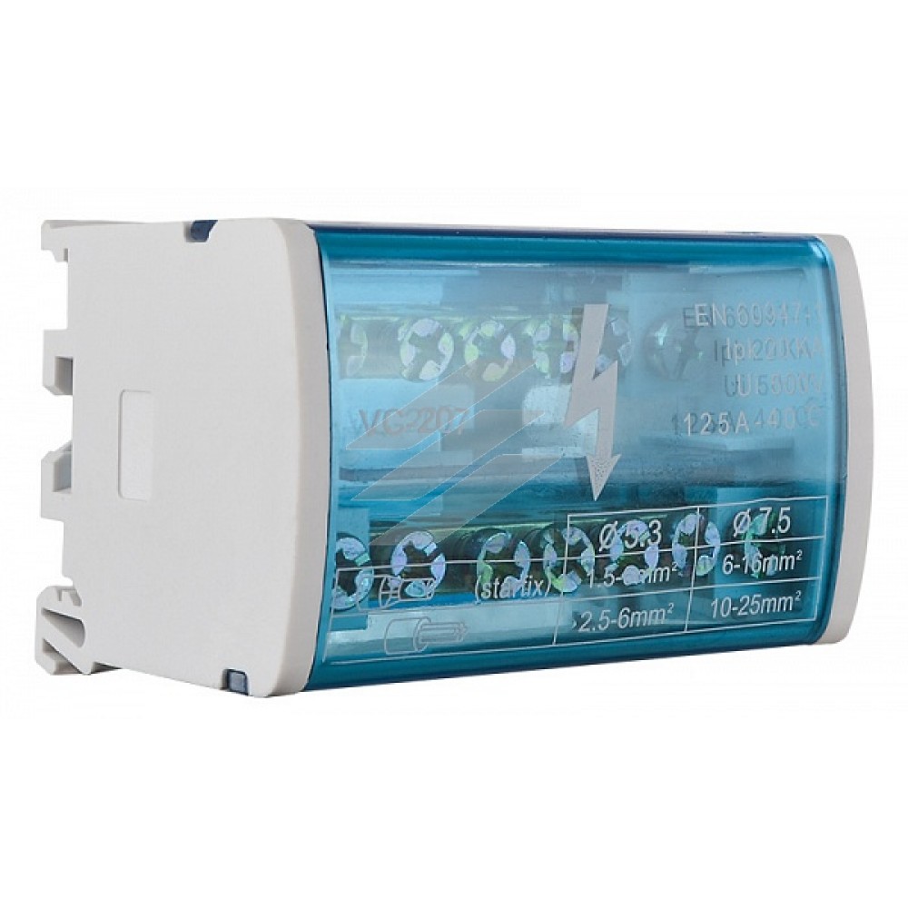 Нулева шина 2х7 в корпусі (2 бруска по, 7 отворів), Аско-Укрем