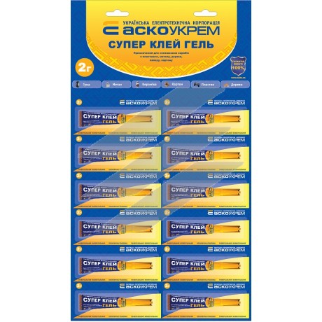 Клей-гель (лист) 2г, 2х6, 12 шт, АсКо(арк)