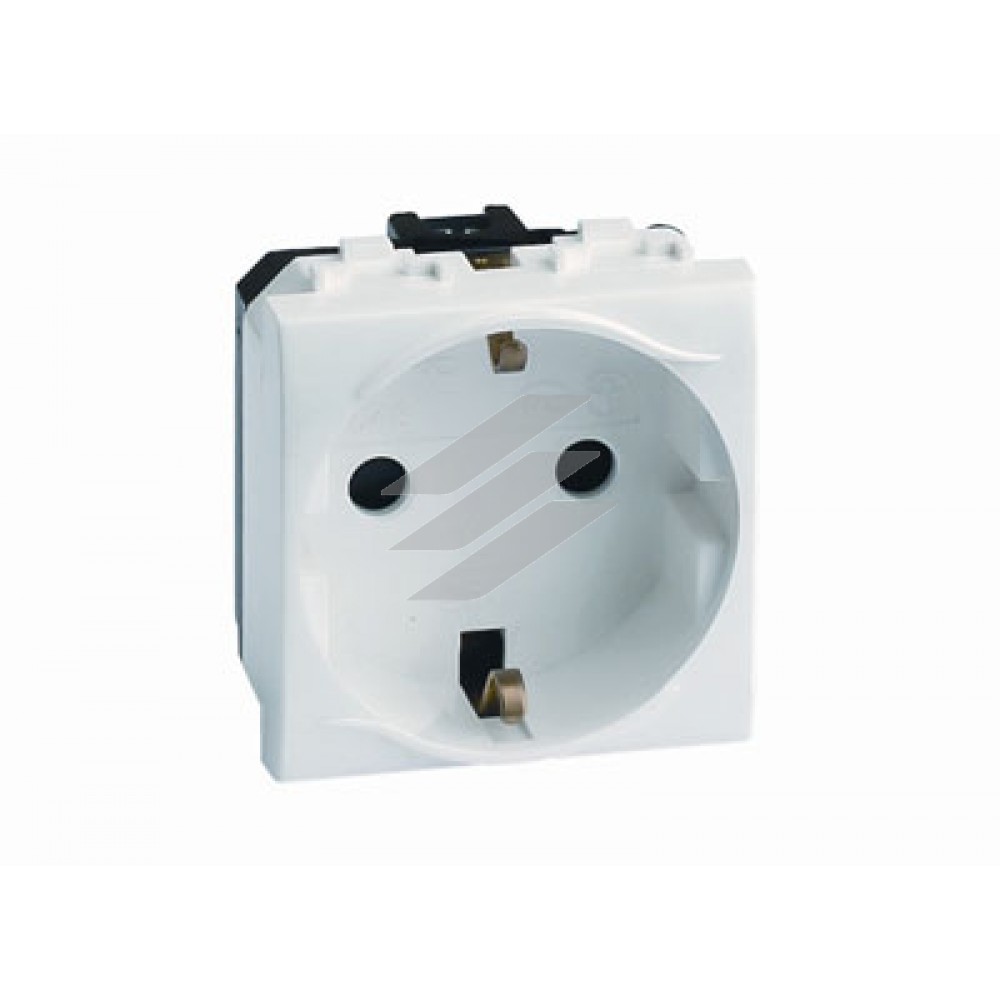 Електрична розетка із заземленням, зі шторками, 16А, 250В, червона, 2модульн, ДКС