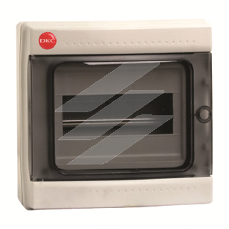 Щиток настінний з дверцятами 8 модулів, IP65, колір сірий RAL7035, ДКС