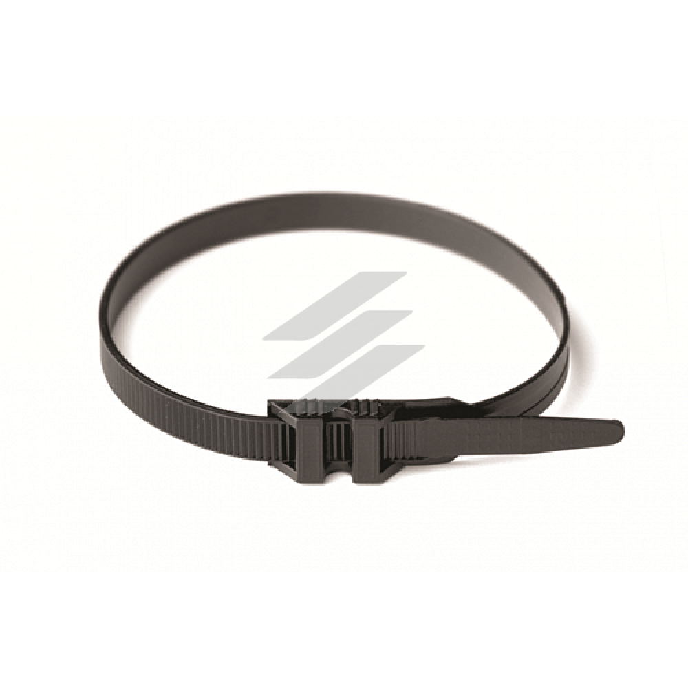 Хомут із плоским замком, чорний, 9х290, поліамід 6.6, ДКС