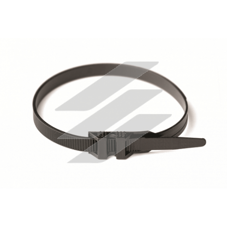 Хомут із плоским замком, чорний, 9х290, поліамід 6.6, ДКС