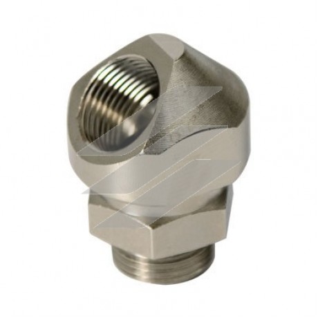 Кутовий поворотний адаптер 45° M40x1.5, IP67/IP68, нікельована латунь, ДКС