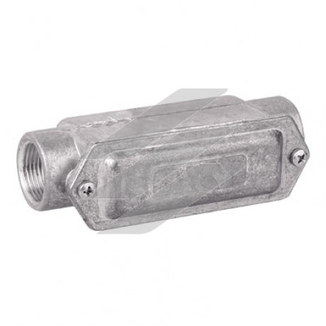 Коробка відгалужуюча алюмінієва, 2 вводи 180°, М40х1.5, IP55, 171х62х71мм, ДКС