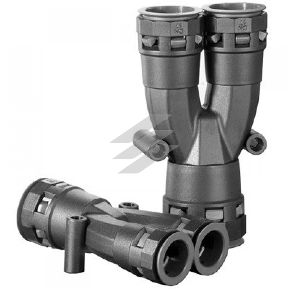 Розгалужувач DN1х23 + 2х17мм, поліамід, чорний колір, ДКС