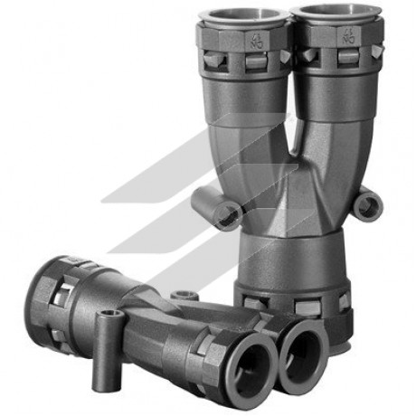 Розгалужувач DN1х23 + 2х17мм, поліамід, чорний колір, ДКС