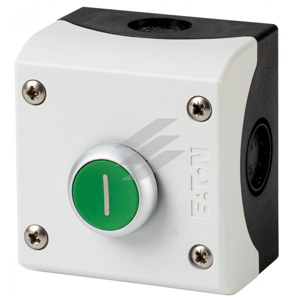Зелена кнопка в корпусі M22-D-G-X1/KC11/I, 1 але+1НЗ, Eaton