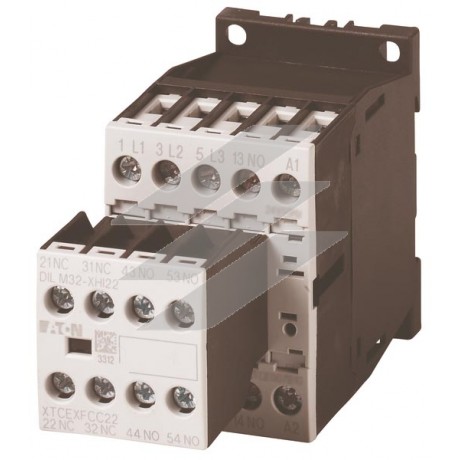 Контактор 12 А DILM12-32(24VDC), керуюча напруга 24В(DС), 3НО+2НЗ доп. контакт, категорія застосування AC-3, Eaton