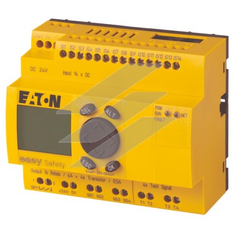 Реле безпеки easySafety ES4P-221-DMXD1, 24VDC, 14DI, 4DO -Транс, 1Do реле, дисплей, Eaton