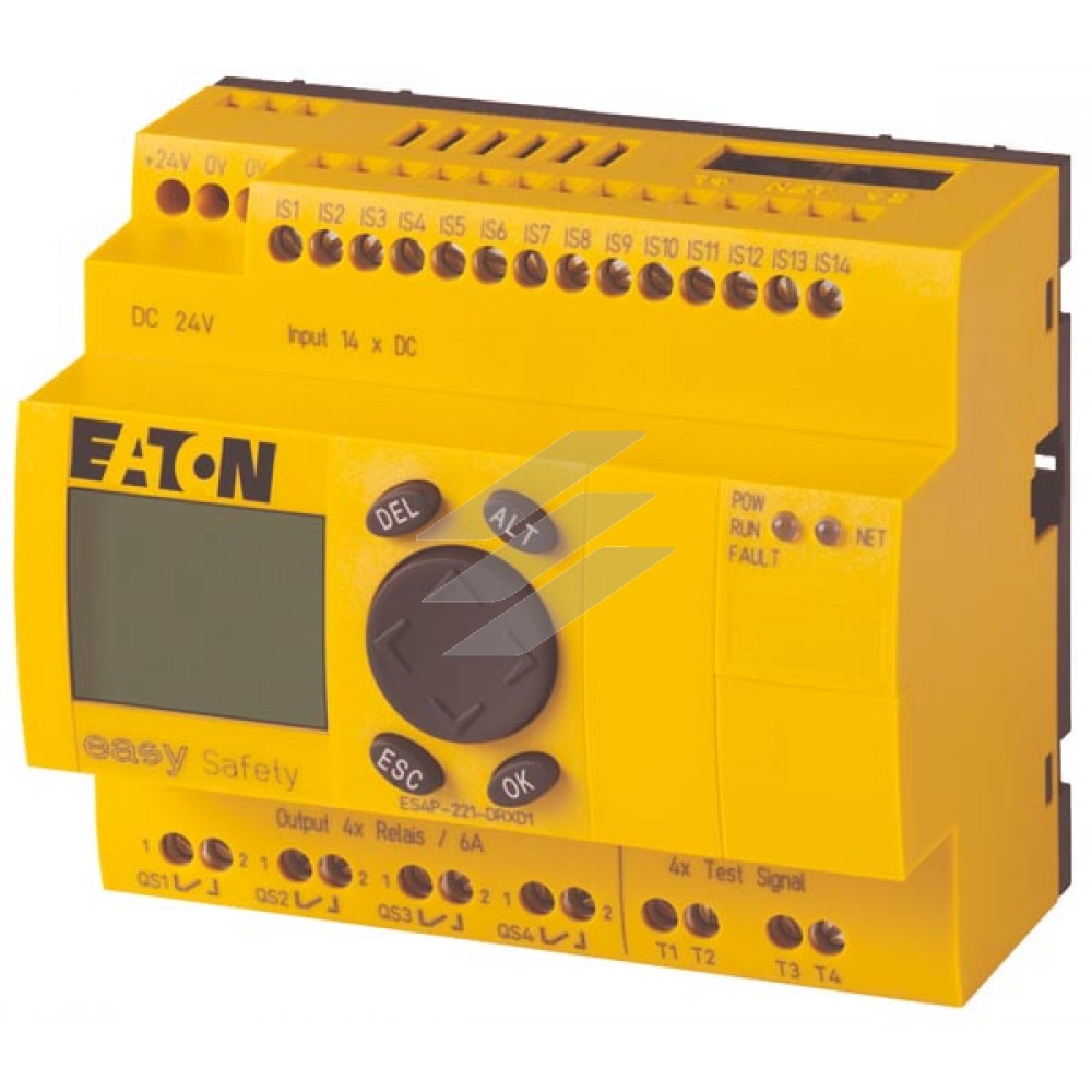 Реле безпеки easySafety ES4P-221-DRXD1, 24VDC, 14DI, 4DO реле, дисплей, Eaton