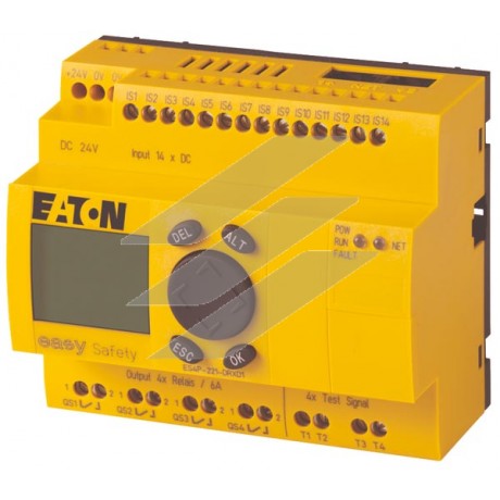 Реле безпеки easySafety ES4P-221-DRXD1, 24VDC, 14DI, 4DO реле, дисплей, Eaton