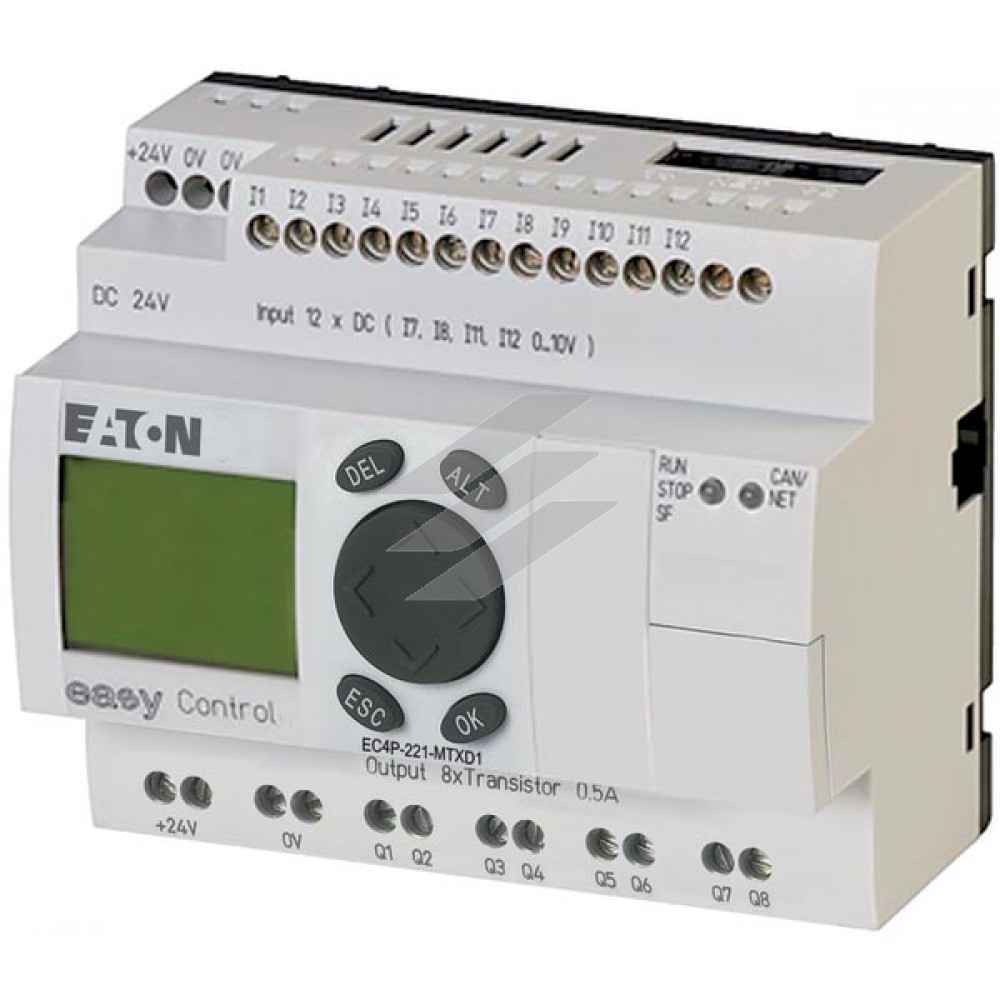 Компактний контролер EC4P-221-MTXD1, 24VDC, 12DI (з яких 4 AI), 8 DO (T), CAN, Eaton