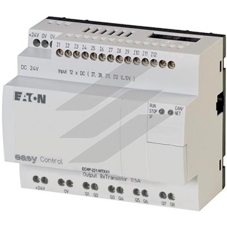 Компактний контролер EC4P-221-MTXX1, 24VDC, 12DI (з яких 4 AI), 8 DO (T) , Eaton