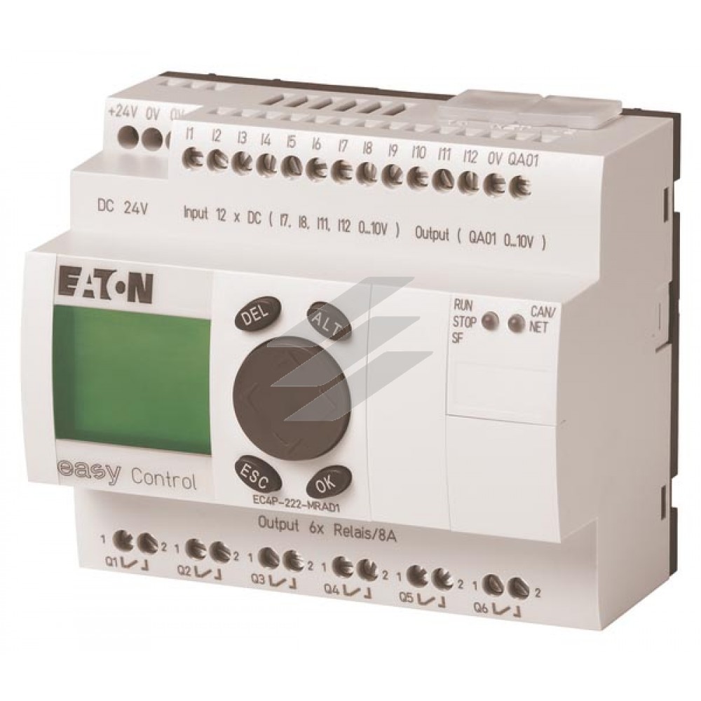 Компактний контролер EC4P-222-MRAD1, 24VDC, 12DI (з яких 4 AI), 6DO (R), 1AO, Ethernet, CAN, Eaton