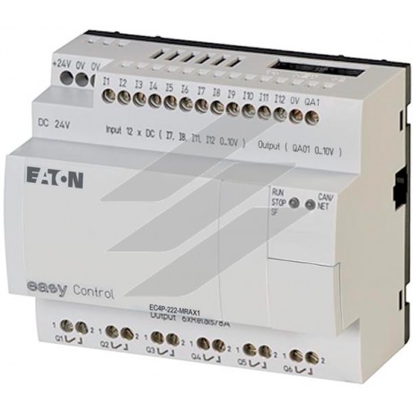 Компактний контролер EC4P-222-MRAX1, 24VDC, 12DI (з яких 4 AI), 6DO (R), 1AO, Ethernet, Eaton