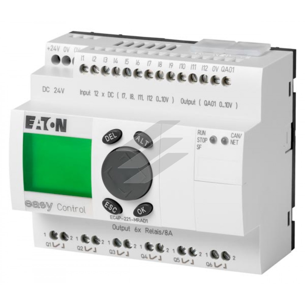 Компактний контролер EC4P-221-MRAD1, 24VDC, 12DI (з яких 4 AI), 6DO (R), 1AO, CAN, Eaton
