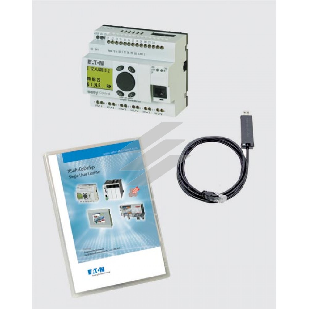 Стартовий пакет EC4P-BOX-221-MTXD, що складається з EC4P-221-MTXD1, кабель для програмування, програмне забезпечення, Eaton