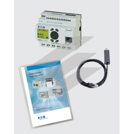 Стартовий пакет EC4P-BOX-221-MTXD, що складається з EC4P-221-MTXD1, кабель для програмування, програмне забезпечення, Eaton