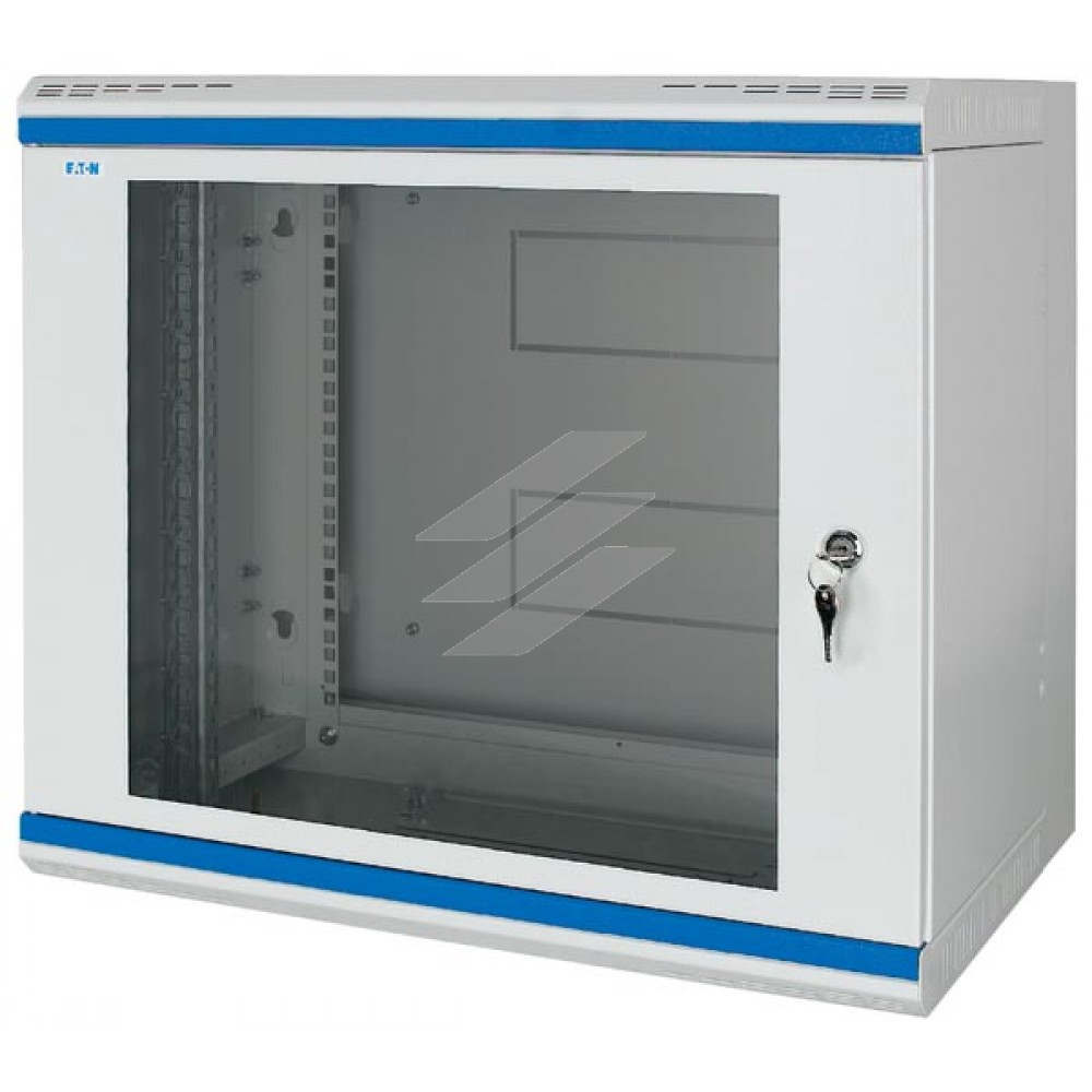 Настінна шафа NWS-6B12/GL/ZS, 19 дюймів, з 3х частин, Г=600мм, 12 юнітів, двері, скло, Eaton