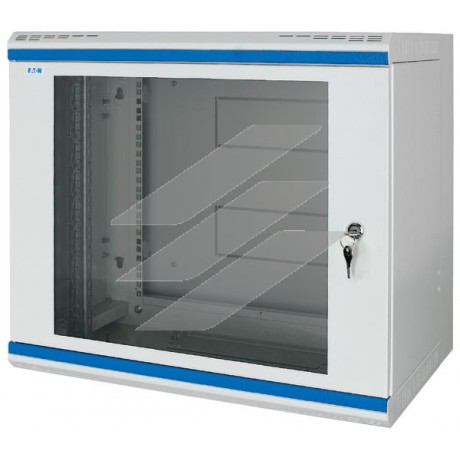 Настінна шафа NWS-6B12/GL/ZS, 19 дюймів, з 3х частин, Г=600мм, 12 юнітів, двері, скло, Eaton