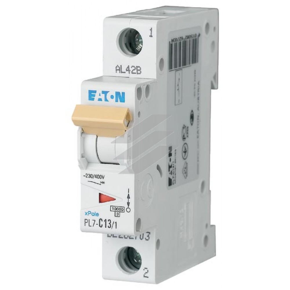 Автоматичний вимикач 13А PL7-B13/1, крива відключення В, 1 полюс, викл. здатність 10 ка, Eaton