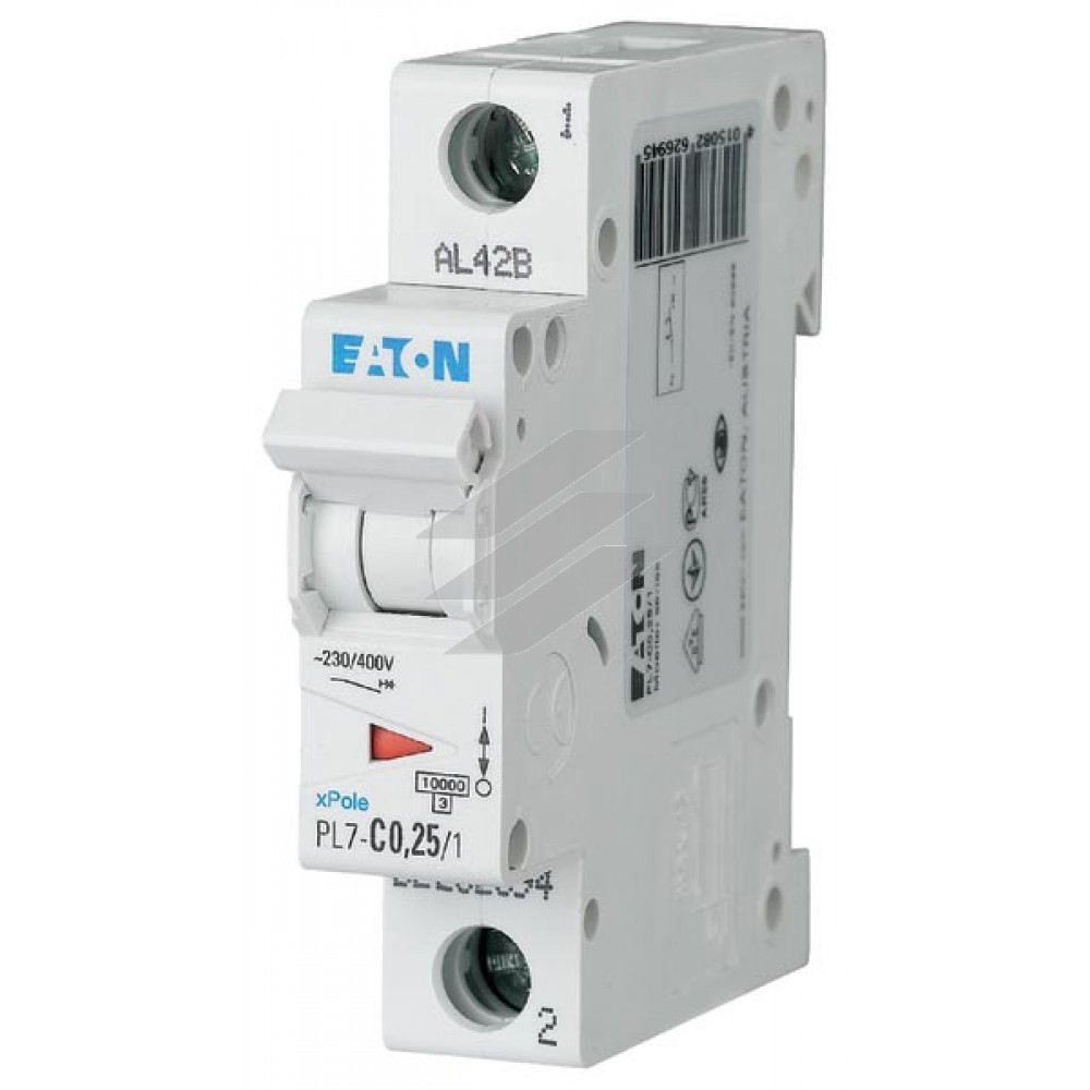 Автоматичний вимикач 0 PL7-C0,25/1,25А, крива відключення С, 1 полюс, Eaton