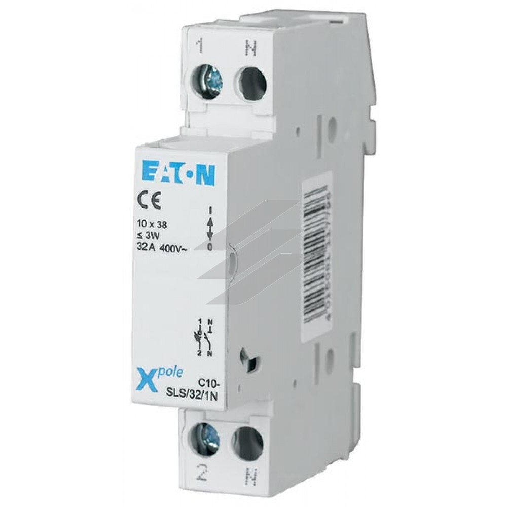 Тримач запобіжника 10х38 C10-SLS/32/1N, 1+N полюс, Eaton