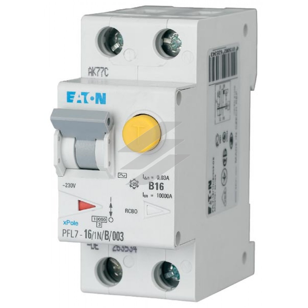 Диференціальний автоматичний вимикач 16/0 PFL7-16/1N/B/003-A-DE, Eaton