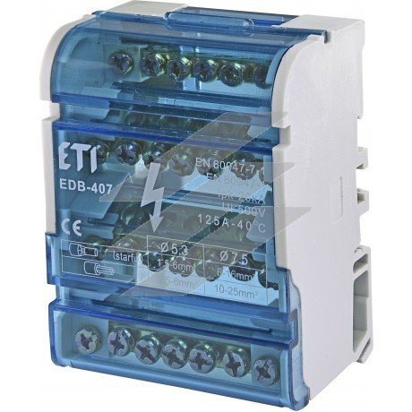 Блок розподільчий EDB-407 4P L+PE/N, 125A (7 виходів), ETI