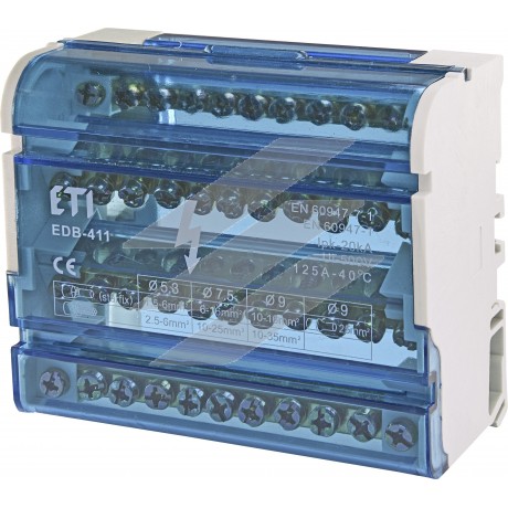 Блок розподільчий EDB-411 4P L+PE/N, 125A (11 виходів), ETI