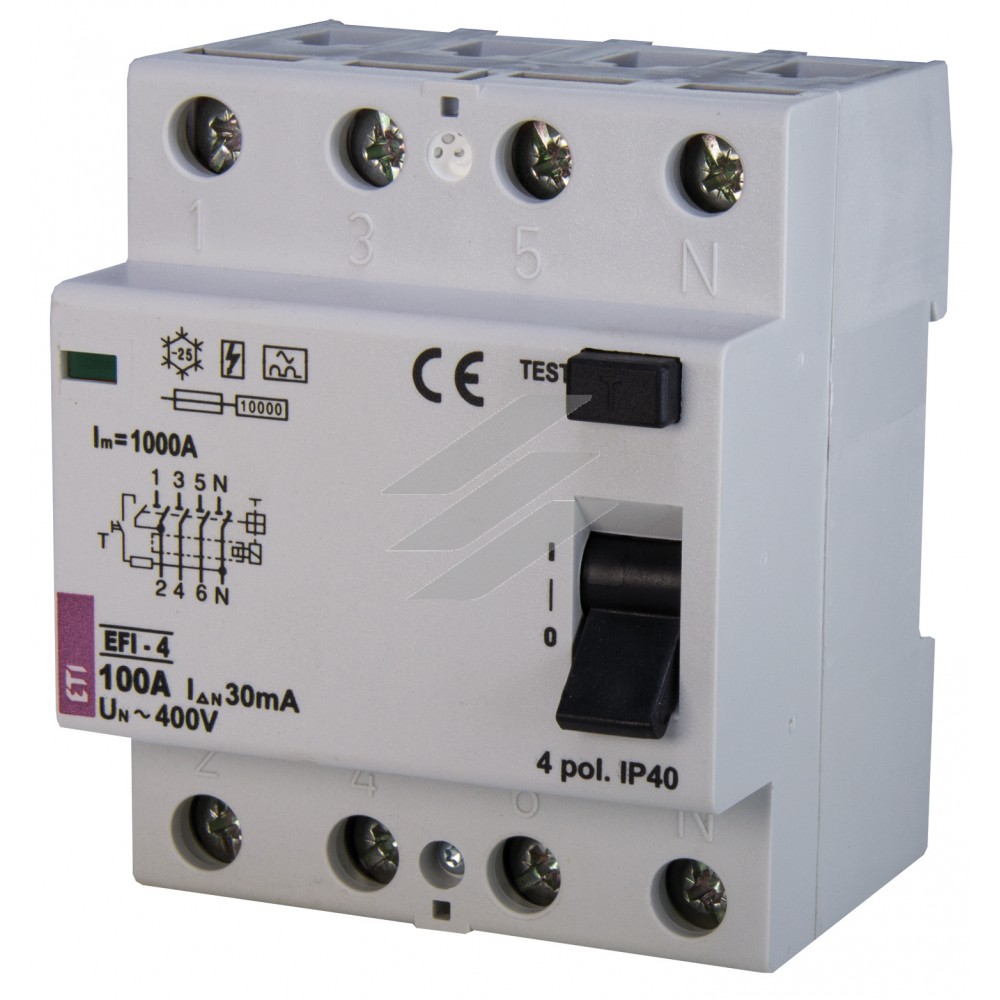 Диференційне реле (ПЗВ) EFI-4: 100/0,03 тип A (10kA), ETI