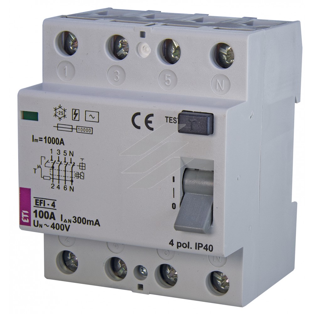 Диференційне реле (ПЗВ) EFI-4: 100/0,3 тип AC (10kA), ETI