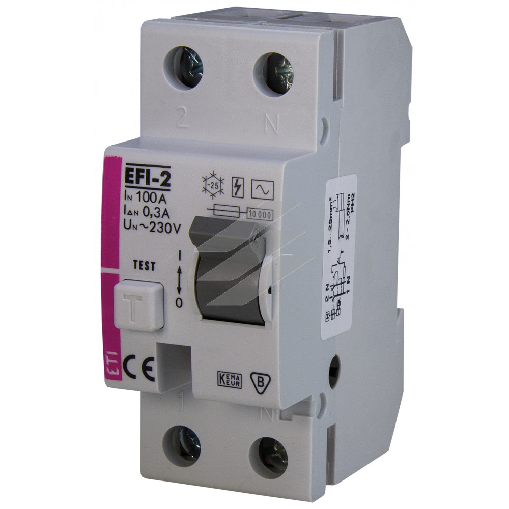 Диференційне реле (ПЗВ) EFI-2: 100/0,3 тип AC (10kA), ETI