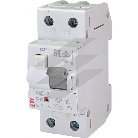 Диференційний автоматичний вимикач KZS-2M C 10/0,03 тип AC (10kA), ETI