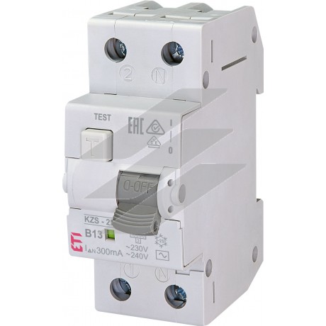 Диференційний автоматичний вимикач KZS-2M B 13/0,3 тип AC (10kA), ETI