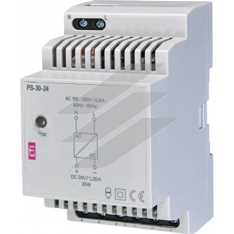 Блок живлення PS-30-24 (Вхід: 100-250В AC; Вихід: 24В DC/30W/1.25A), ETI